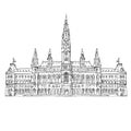 Amsterdam city hall drawing Royalty Free Stock Photo