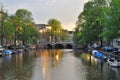 Amsterdam. Dawn on Singel Royalty Free Stock Photo