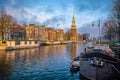 Amsterdam downtown city skyline cityscape of Netherlands Royalty Free Stock Photo