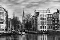 Amsterdam Groenburgwal BW Royalty Free Stock Photo