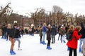 Ice skating at Museumplein in the city centre of Amsterdam, Netherlands Royalty Free Stock Photo