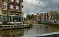 Amsterdam, Holland. August 2019. The large tourist boats that crowd the canals of the historic center: they move all day Royalty Free Stock Photo