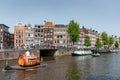 Amsterdam in Holland with its magnificent brunch breakfast canals, its levi barge bridge and traditional boat, flowery city bike