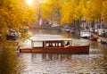 Amsterdam Holland Netherlands. Amstel river canals and boats Royalty Free Stock Photo