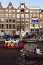 Amsterdam, Holland, the Netherlands - April 27 2021 kingsday celebration on the streets in the Dutch capital during the corona