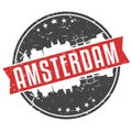 Amsterdam Holland Netherlands Round Travel Stamp. Icon Skyline City Design Vector.