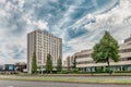 Courtyard marriott amsterdam hotel, Modern office buildings, business district Amsterdam Arena park, Southeast, moody cloudy sky