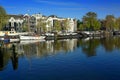 Amsterdam houseboats on Amstel Royalty Free Stock Photo