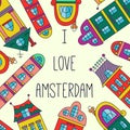 Amsterdam houses banner template vector