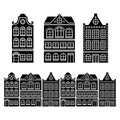 Amsterdam houses, Dutch buildings, Holland or Netherlands icons