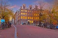 Amsterdam houses at twilight in Netherlands