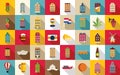 Amsterdam icons set flat vector. Europe house Royalty Free Stock Photo