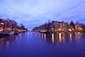 Amsterdam innercity by night in Netherlands Royalty Free Stock Photo