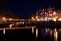Amsterdam innercity by night in Netherlands Royalty Free Stock Photo