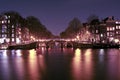 Amsterdam innercity by night in Netherlands Royalty Free Stock Photo