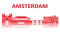 Amsterdam landmarks silhouette