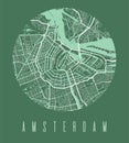 Amsterdam map poster. Decorative design street map of Amsterdam city, cityscape aria panorama Royalty Free Stock Photo