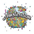 Amsterdam Map with written headline Royalty Free Stock Photo