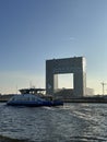 AMSTERDAM - MARCH 2: Amsterdam Central, ferry to Eye and Shell building Royalty Free Stock Photo