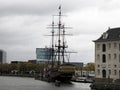 amsterdam maritime museum and cityscape on rainy day Royalty Free Stock Photo