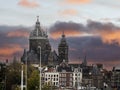 amsterdam maritime museum and cityscape on rainy day Royalty Free Stock Photo