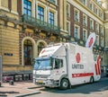 Amsterdam, May 7 2018 - Television Uplink van in front of the AM