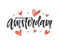 Amsterdam. Modern city hand written brush lettering