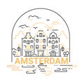 Amsterdam - modern vector line travel illustration