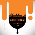 Amsterdam Modern Web Banner Design with Vector Linear Skyline Royalty Free Stock Photo