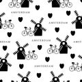 Amsterdam, monochrome seamless pattern Royalty Free Stock Photo