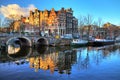 Amsterdam morning canal Royalty Free Stock Photo