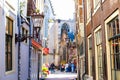 Amsterdam street, focus on lantern, Netherlands. Royalty Free Stock Photo