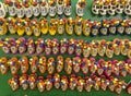 Amsterdam, Nederland. Collection of magnets to sell to tourists. Traditional colored wooden clogs