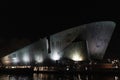 Amsterdam NEMO museum at night canal view