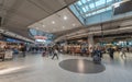 AMSTERDAM, NETHERLAND - OCTOBER 27, 2017: Amsterdam International Airport Schiphol With People. Restaurant.