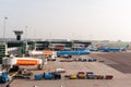 AMSTERDAM, NETHERLAND - OCTOBER 18, 2017: International Amsterdam Airport Schiphol with Airplanes in background. Viewing deck plac