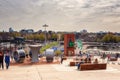 Amsterdam, Netherlands - April 29, 2016: Amsterdam city view from Nemo science museum viewpoint, scenic cityscape