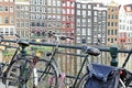 Bicycle and typical architecture in Amsterdam, Netherlands