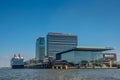 Amsterdam, Netherlands, April 2022. The Bimhuis and the Cruise Passenger Terminal at the Amstel in Amsterdam. Royalty Free Stock Photo