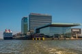 Amsterdam, Netherlands, April 2022. The Bimhuis and the Cruise Passenger Terminal at the Amstel in Amsterdam. Royalty Free Stock Photo