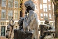 Bronze Sculpture of famous Dutch singer Jan Froger with accordionist Johnny Meyer and singer Johnny Jordaan in the background, l