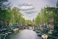 AMSTERDAM, NETHERLANDS - APRIL 29, 2016: View of the street, cytiscape Royalty Free Stock Photo