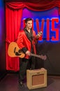 AMSTERDAM, NETHERLANDS - APRIL 25, 2017: Elvis Presley wax statue in Madame Tussauds museum on April 25, 2017 in Amsterdam Royalty Free Stock Photo