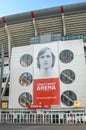 Amsterdam, Netherlands - April 27, 2019: Exterior of the Johan Cruijff Arena from the Zuid H entrance. Home stadium of Ajax
