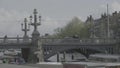 Amsterdam / Netherlands - April 2019: Tourist Boats and bridge near main Gracht in Amsterdam [flat profile]