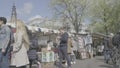 Amsterdam/Netherlands - April 2019: Visitors and market stands at Waterloo market in Amsterdam [FLOG Flat profile]