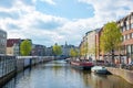 Amsterdam and the great canal called Singel with floating flower market stalls Royalty Free Stock Photo