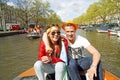 AMSTERDAM, NETHERLANDS - APRIL 30: Happy couple celebrating the