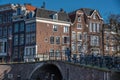 Amsterdam, Netherlands, April 2022. The historic canals and bridges of Amsterdam.