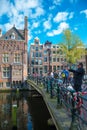 Historical bridge over canal in Amsterdam, Holland Royalty Free Stock Photo